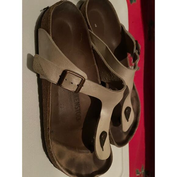 Birkenstock Gizeh Women's Thong Sandals Beige Leather Casual Summer Size 40/9.5 - Picture 4 of 8